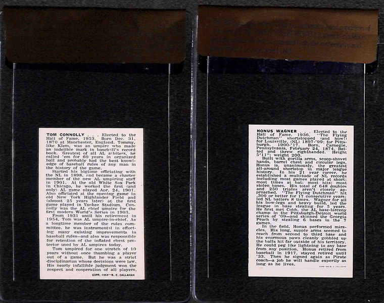 Honus Wagner (BVG 7.5) and Tom Connolly (BVG 8) 1950 Callahan Hall of Fame Cards