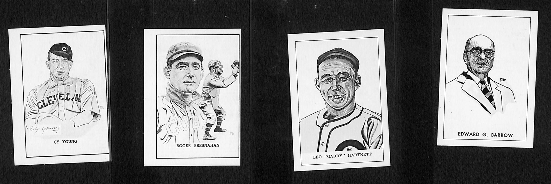 (8) High-Grade 1950 Callahan HOF Cards w/ Cy Young, Bresnahan, Hartnett, Barrow, Ewing, Griffith, Frisch, & Terry