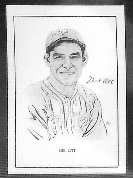 (6) High-Grade 1950 Callahan HOF Cards w/ Ott, Anson, Brouthers, Bender, HOF Museum Interior (w/date), Vance and Original Box