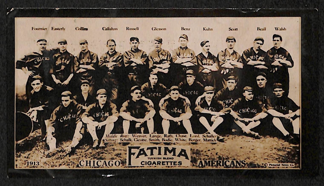 1913 Fatima (T200) Chicago Americans Team Card