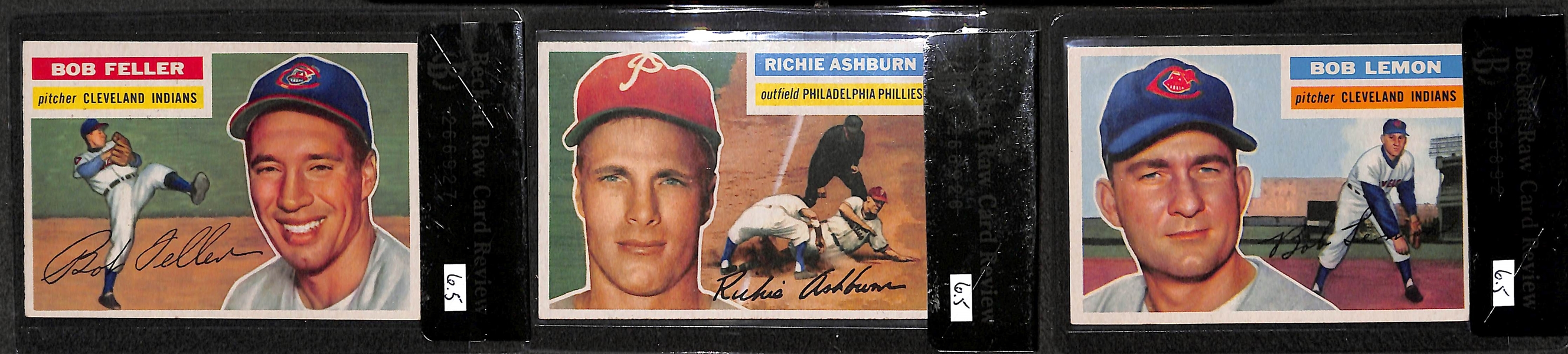 Lot of 15 - 1956 Topps Graded Baseball Cards w. Bob Feller BVG 6.5 