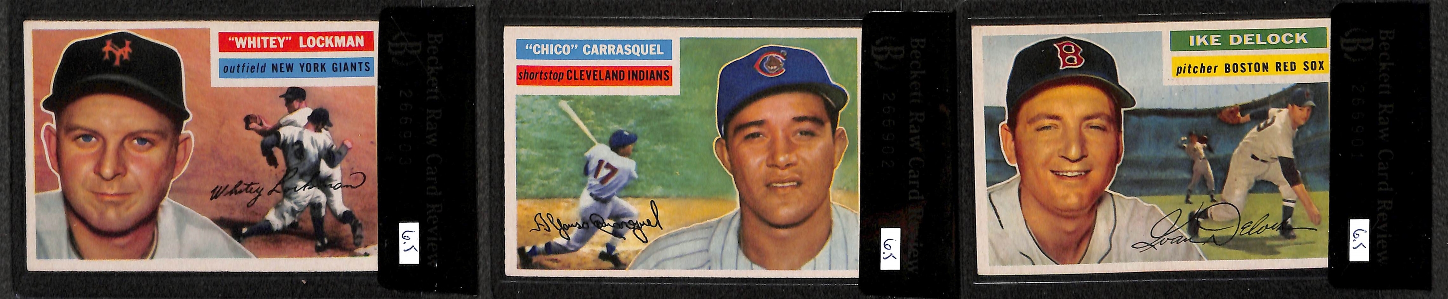Lot of 15 - 1956 Topps Graded Baseball Cards w. Bob Feller BVG 6.5 