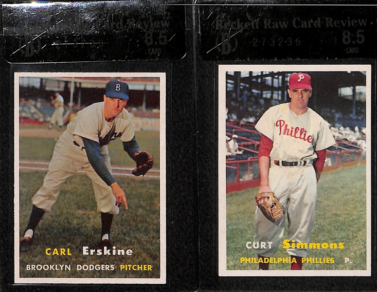 Lot of 8 - 1957 Topps Graded Baseball Cards w. Rogovin BVG 9.0