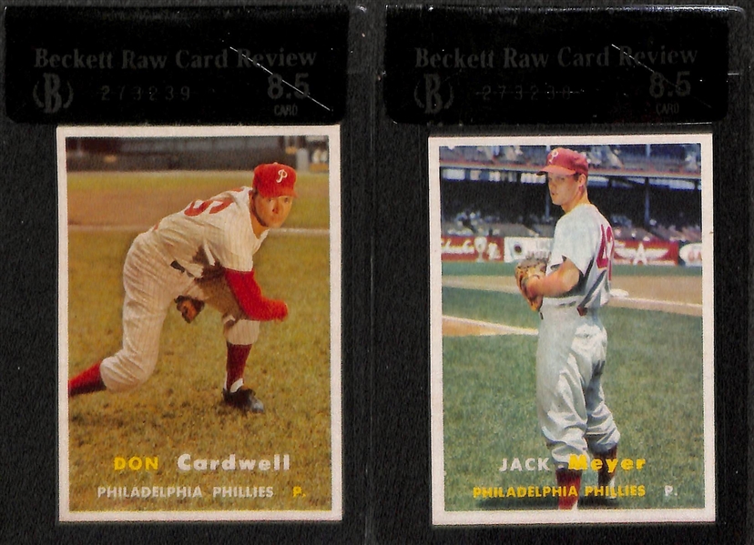 Lot of 8 - 1957 Topps Graded Baseball Cards w. Rogovin BVG 9.0