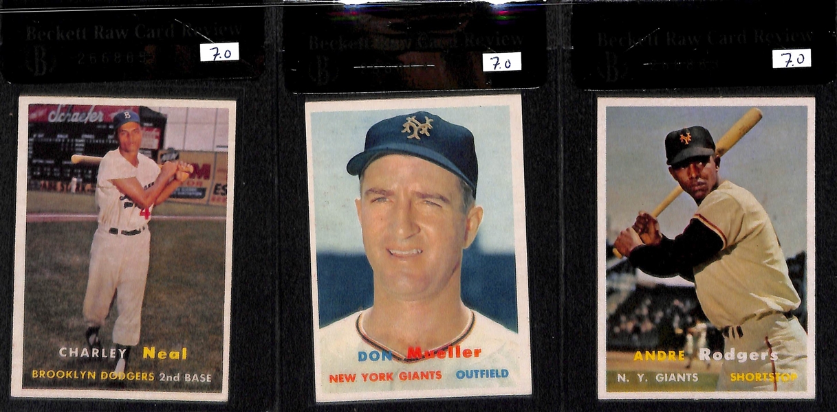 Lot of 11 - 1957 Topps Graded Baseball Cards - All Graded BVG 7.0 - w. Johnny Antonelli