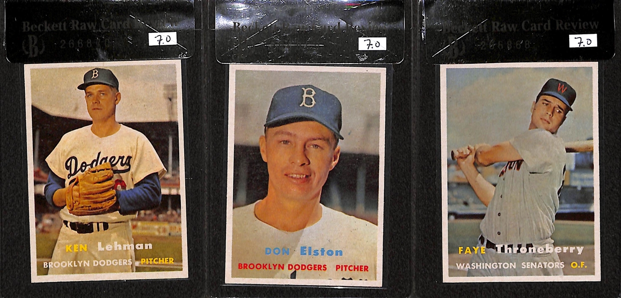 Lot of 11 - 1957 Topps Graded Baseball Cards - All Graded BVG 7.0 - w. Johnny Antonelli