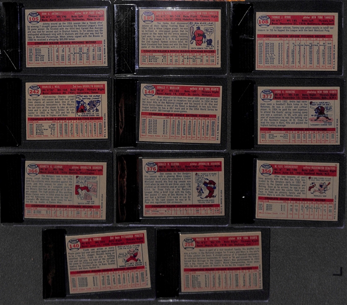 Lot of 11 - 1957 Topps Graded Baseball Cards - All Graded BVG 7.0 - w. Johnny Antonelli