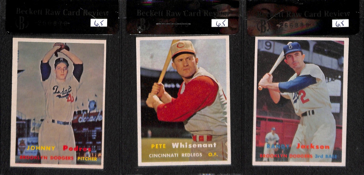Lot of 13 - 1957 Topps Graded Baseball Cards - Most Graded BVG 6.5 - w. Duke Snider