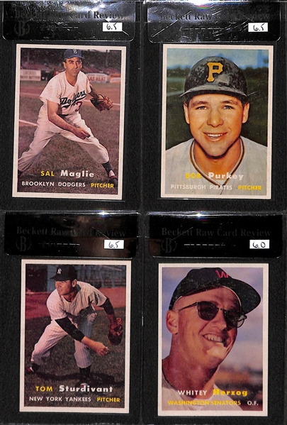 Lot of 13 - 1957 Topps Graded Baseball Cards - Most Graded BVG 6.5 - w. Duke Snider