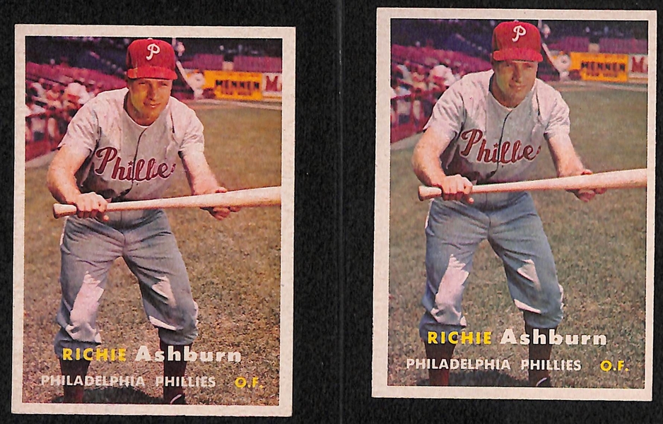 Lot of 12 - 1957 Topps Baseball Cards w. Mazeroski & Drysdale RCs