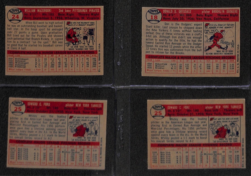 Lot of 12 - 1957 Topps Baseball Cards w. Mazeroski & Drysdale RCs