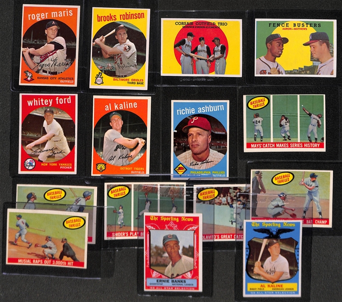 Lot of 15 - 1959 Topps Baseball Cards w. Roger Maris