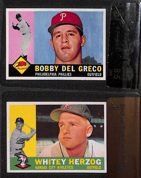 Lot of 9 - 1960 Graded Topps Baseball Cards w. Bobby Del Greco BVG 8.5