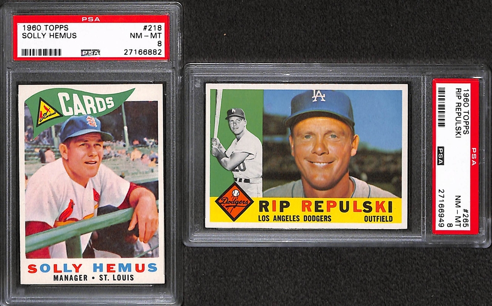 Lot of 9 - 1960 Graded Topps Baseball Cards w. Bobby Del Greco BVG 8.5