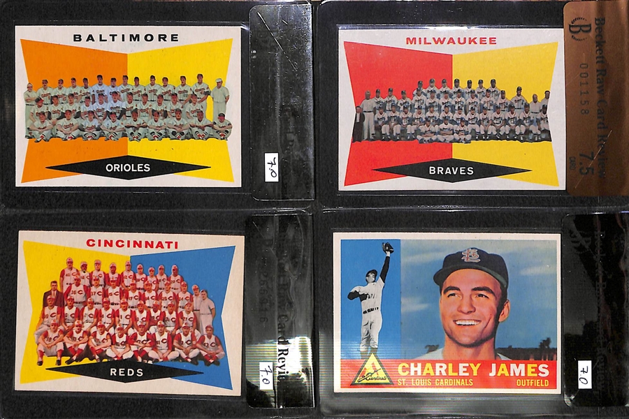 Lot of 17 - 1960 Graded Topps Baseball Cards w. Smokey Burgess BVG 7.5