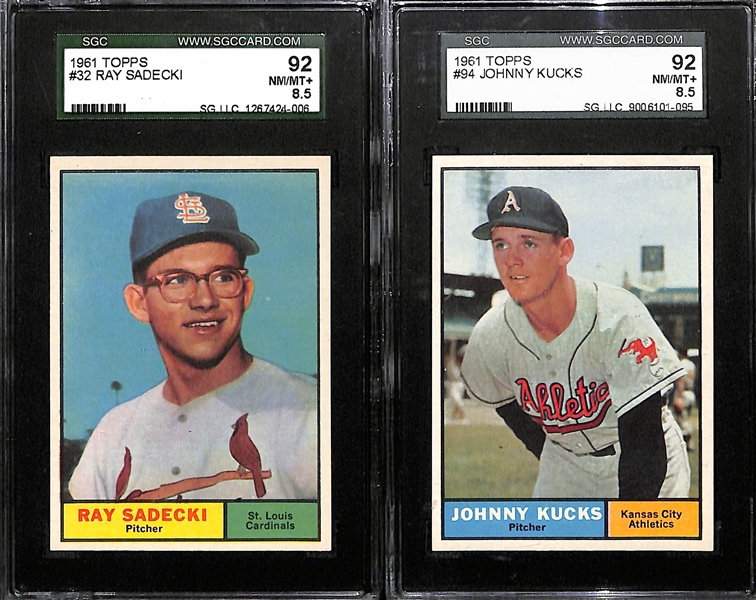 Lot of 14 - 1961 Topps Baseball Cards - High Grade - w. Ray Sadecki SGC 8.5