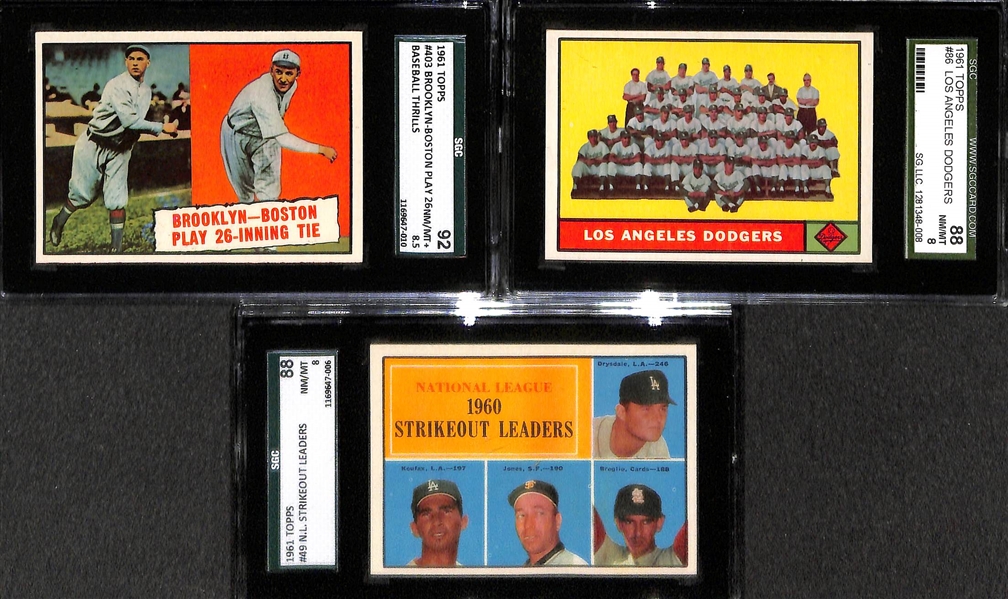 Lot of 14 - 1961 Topps Baseball Cards - High Grade - w. Ray Sadecki SGC 8.5
