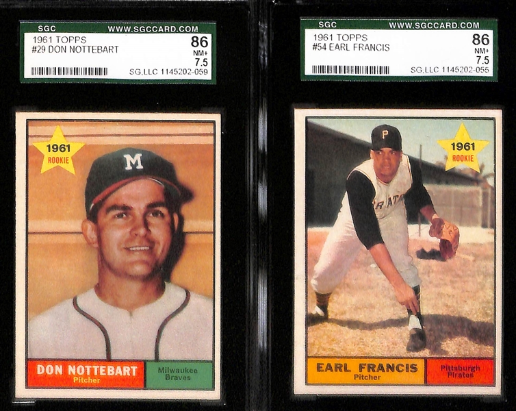 Lot of 9 - 1961 Topps Graded Baseball Cards - w. Frank Robinson SGC 88 (8)