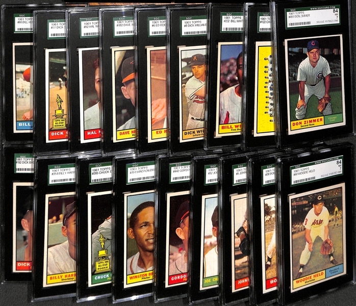 Lot of 18 - 1961 Topps Graded Baseball Cards - w. Don Zimmer SGC 84 (7)