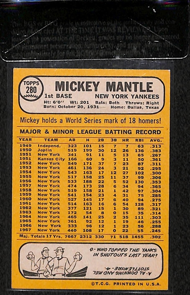 1968 Topps Mickey Mantle Card - BVG 6.5