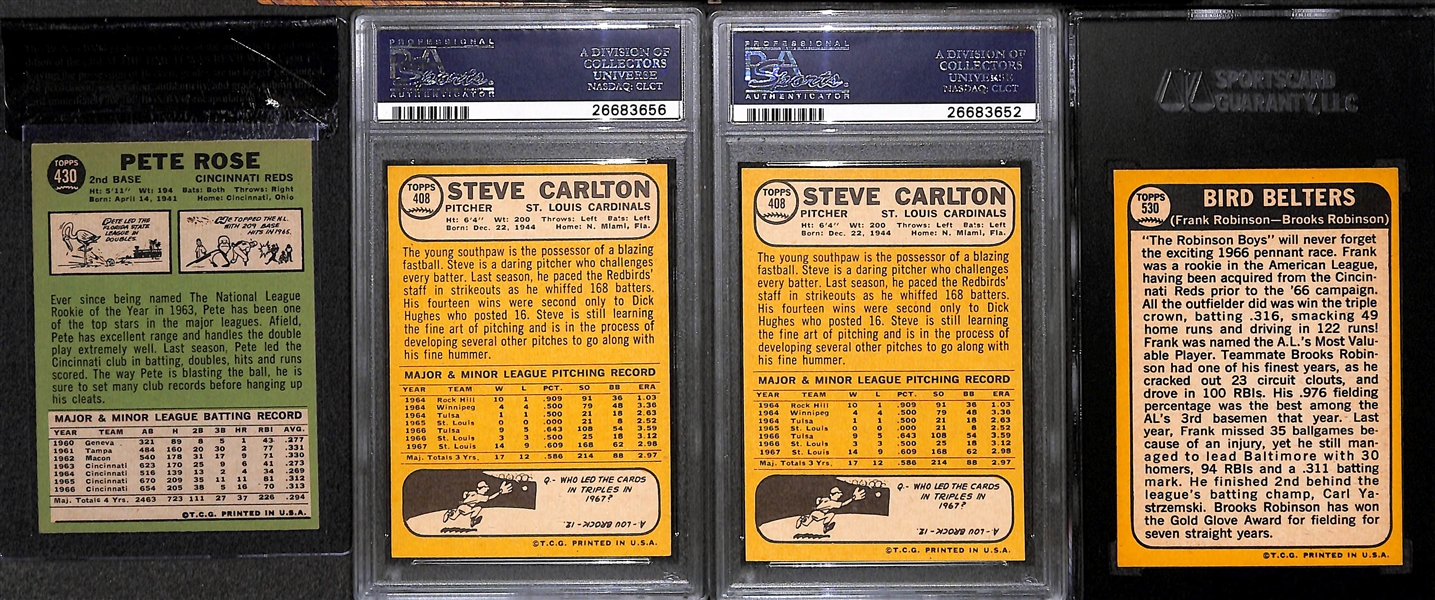 Lot of 4 - 1967 & 1968 Topps Baseball Cards w. 1967 Pete Rose BVG 6.5