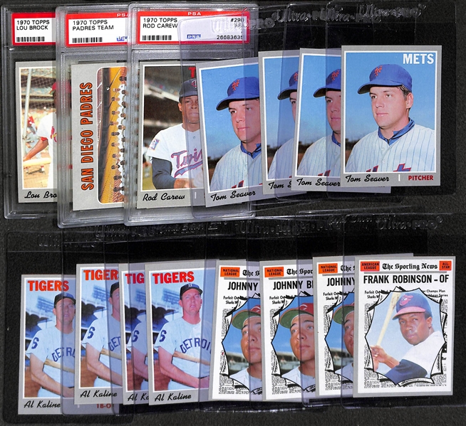 Lot of 15 - 1970 Topps Baseball Cards w. Lou Brock PSA 8