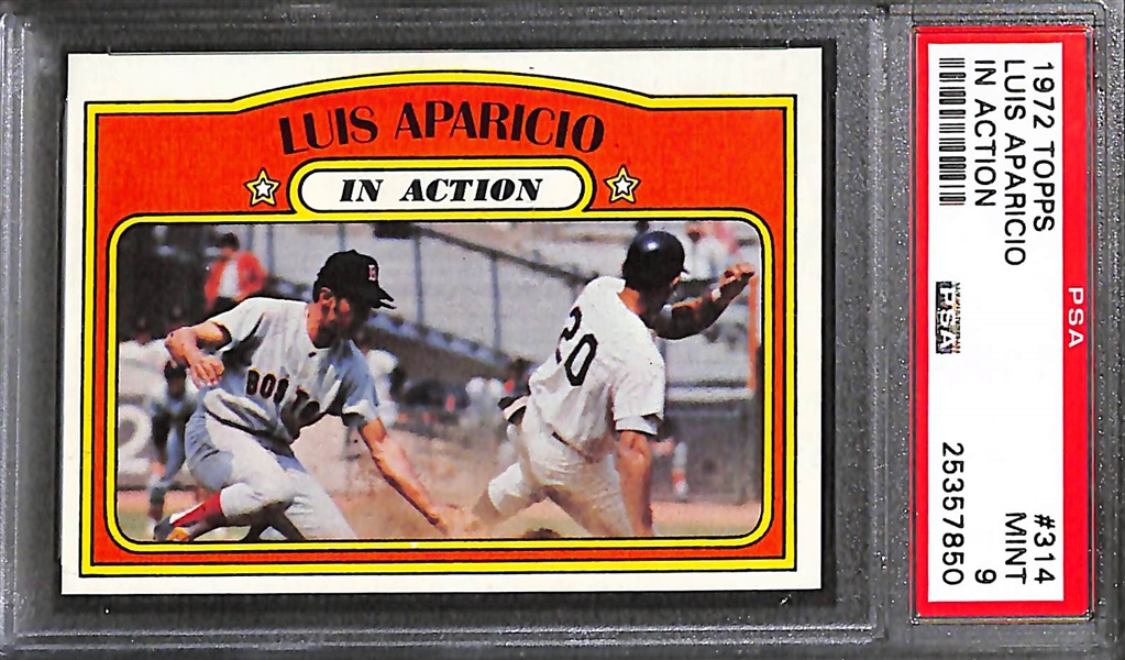 Lot of 5 - 1972 Topps Baseball Cards - All Grade 9 - w. Luis Aparicio In Action PSA 9