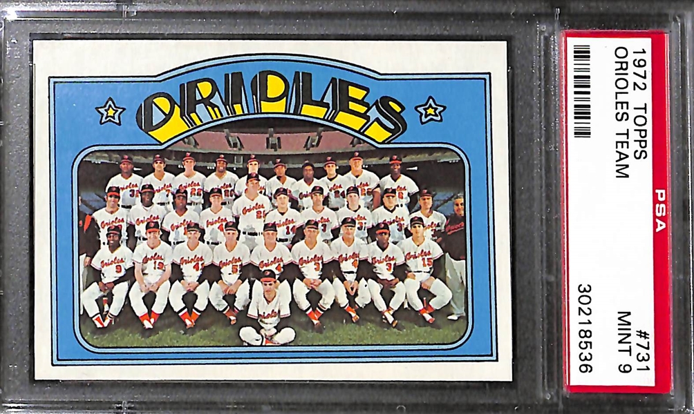 Lot of 5 - 1972 Topps Baseball Cards - All Grade 9 - w. Luis Aparicio In Action PSA 9