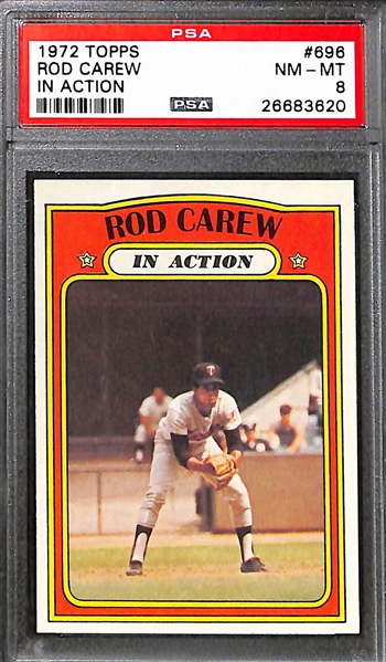 Lot of 4 - 1972 Topps Baseball Cards - All PSA 8 - w. Rod Carew