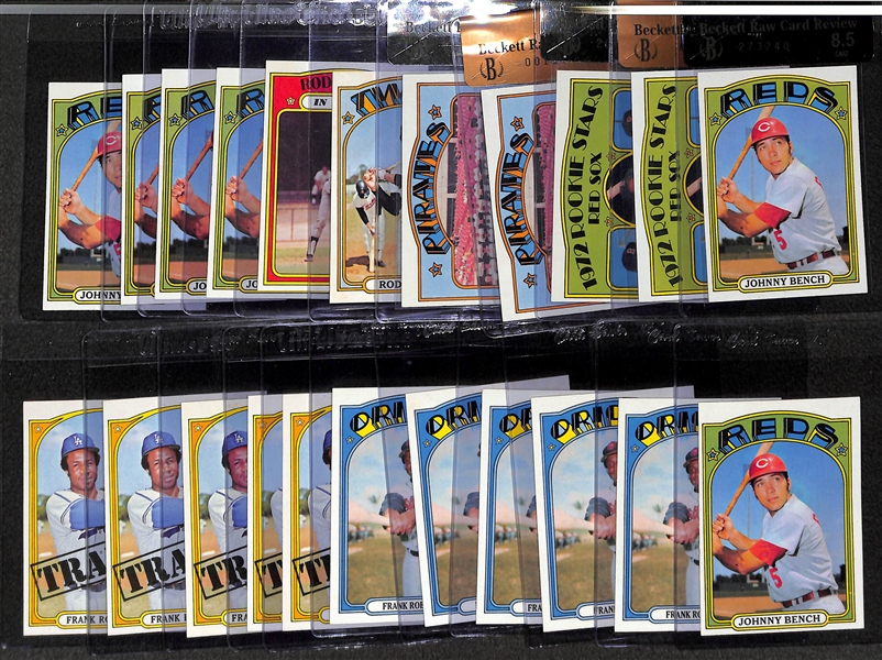 Lot of 22 - 1972 Topps Baseball Cards w. Johnny Bench BVG 8.5