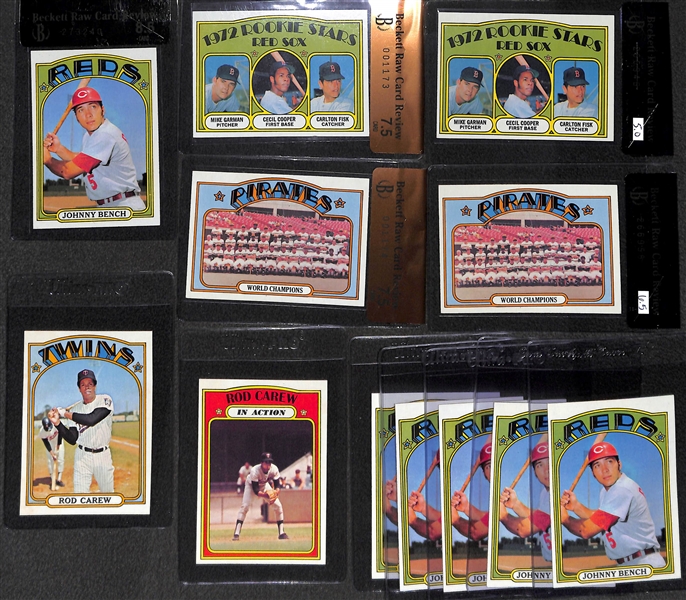 Lot of 22 - 1972 Topps Baseball Cards w. Johnny Bench BVG 8.5