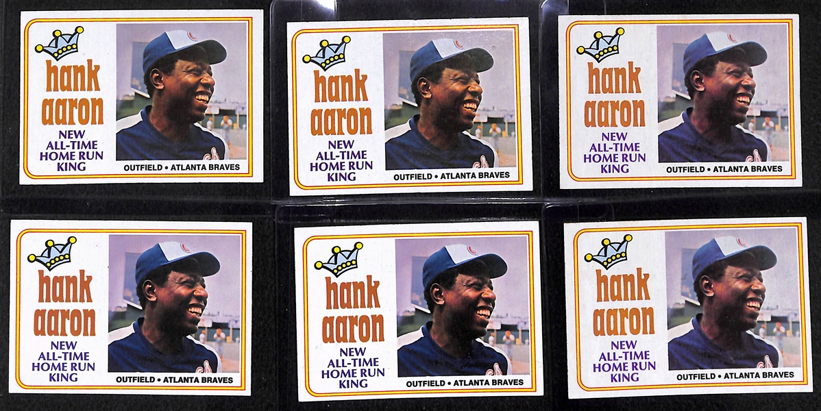 Lot of 26 - 1974 Topps Baseball Cards w. Hank Aaron x6 & Winfield Rookie Card x2