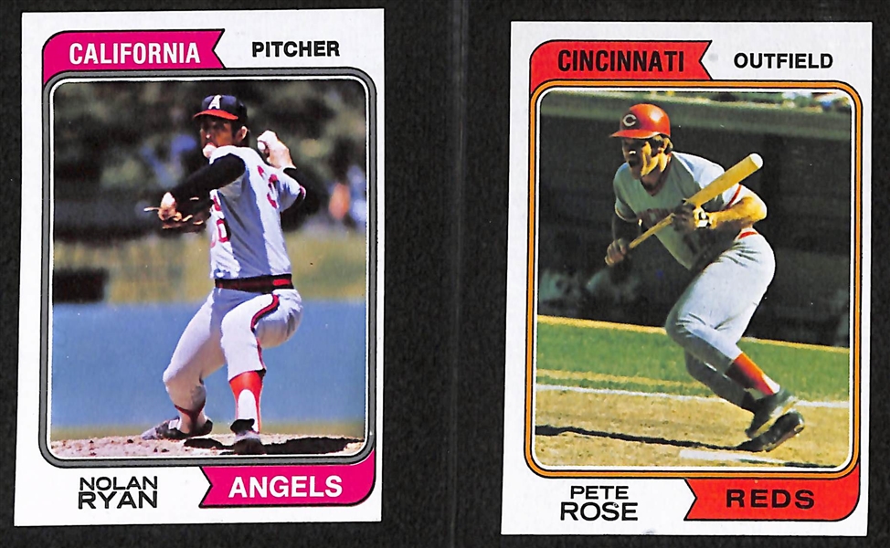 Lot of 26 - 1974 Topps Baseball Cards w. Hank Aaron x6 & Winfield Rookie Card x2