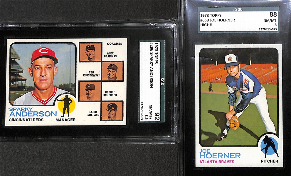Lot of 11 - 1973-1981 Topps & Fleer Baseball Cards w. 1973 Sparky Anderson SGC 92 (8.5)