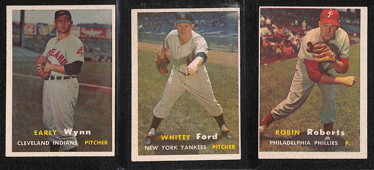 Lot of 218 - 1957 Topps Baseball Cards w. Early Wynn
