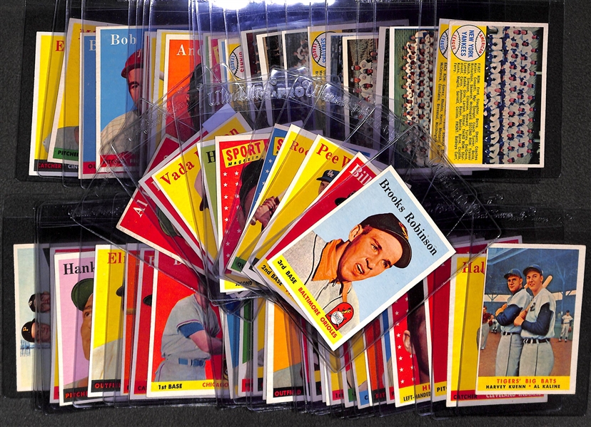 Lot of 59 - 1958 Topps Baseball Cards w. Brooks Robinson