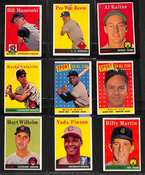 Lot of 59 - 1958 Topps Baseball Cards w. Brooks Robinson