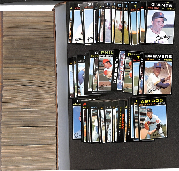 Lot of Approx 500 - 1971 Topps Baseball Cards w. Willie Mays & 36 High Numbers