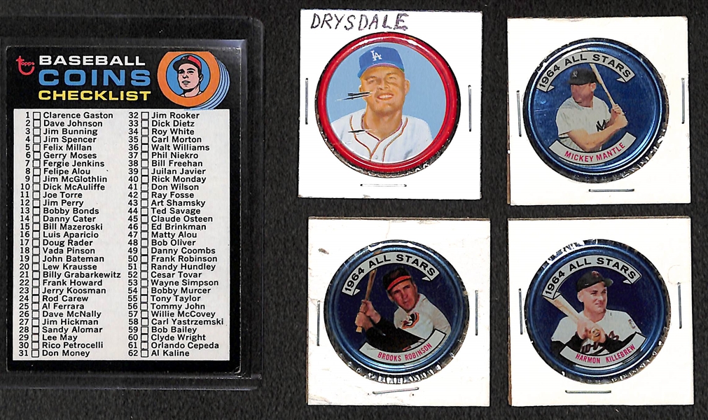 Lot of 147 - 1971 Topps Baseball Coins w. Rose & 44 - 1964 Topps Baseball Coins w. Mantle AS