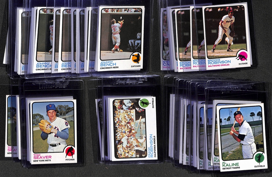 Lot of Approx 750 Assorted 1973 Topps Baseball Cards w. Johnny Bench