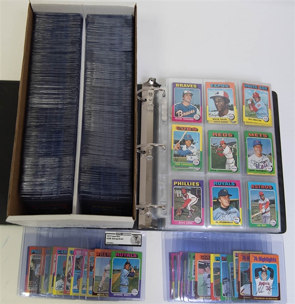 Lot of 1000+ 1975 Mini Baseball Cards w. George Brett RC (GA 7)