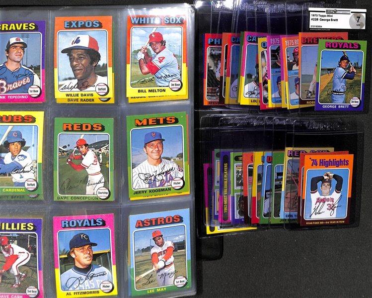 Lot of 1000+ 1975 Mini Baseball Cards w. George Brett RC (GA 7)