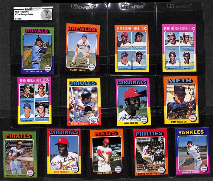 Lot of 1000+ 1975 Mini Baseball Cards w. George Brett RC (GA 7)
