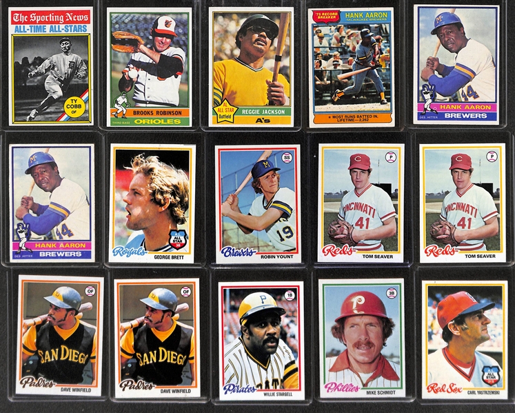 Lot of 1800+ Topps Baseball Cards from 1976, 1978 & 1980 w. 1976 Hank Aaron x2