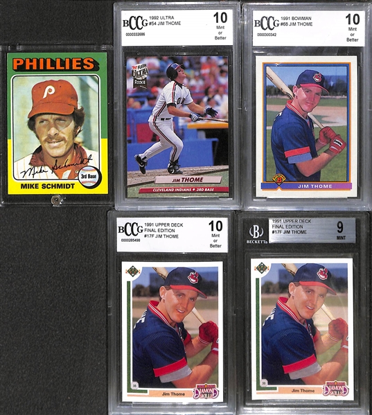 Lot of 4 - Jim Thome RC Graded Cards & 1975 Topps Mike Schmidt Cards