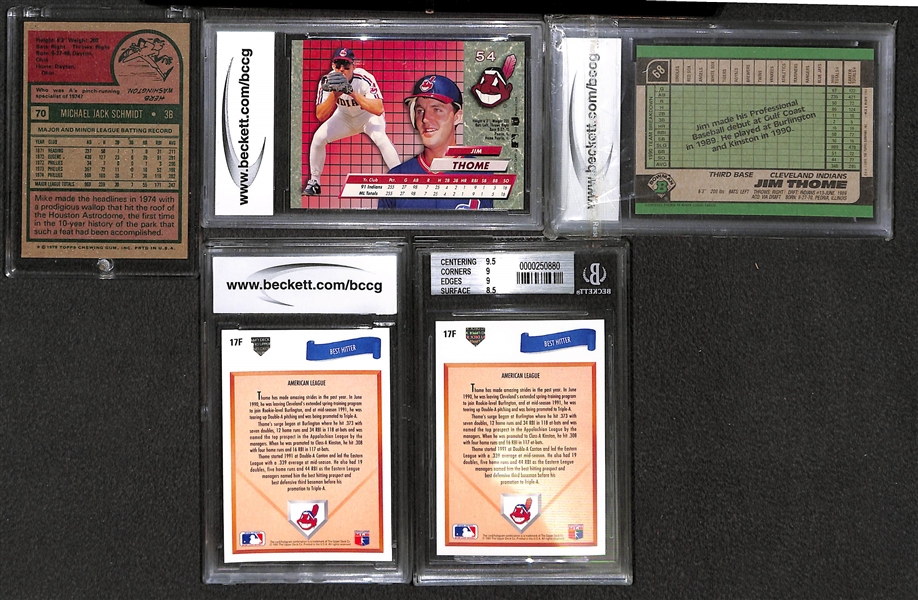 Lot of 4 - Jim Thome RC Graded Cards & 1975 Topps Mike Schmidt Cards