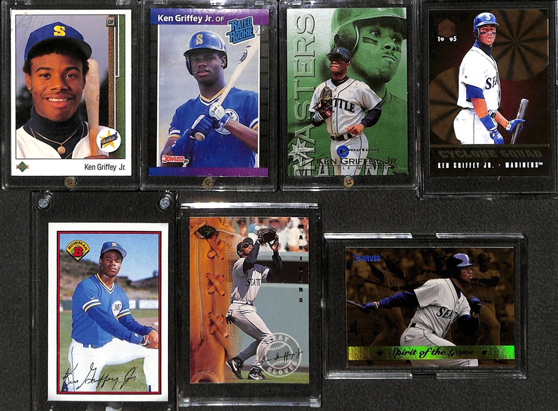  Lot of 7 Ken Griffey Jr. Baseball Cards w. 1989 Upper Deck Rookie Card