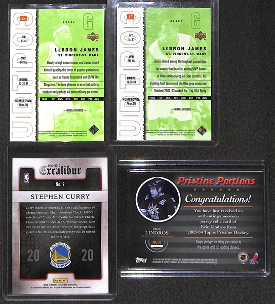 Lot of 32 Mixed Sports Relic/Rookie Cards w. 2 LeBron James RC's