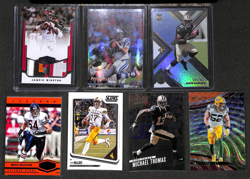Lot of 58 Football Numbered/Insert/Rookie Cards w. Jameis Winston Dual Patch
