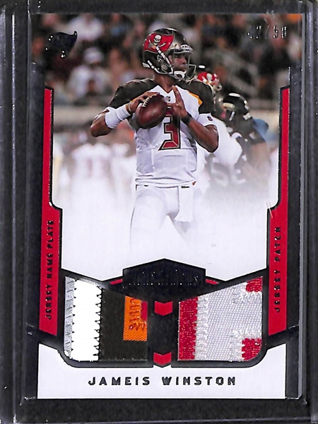 Lot of 58 Football Numbered/Insert/Rookie Cards w. Jameis Winston Dual Patch